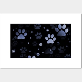 Blue Paw Prints Posters and Art